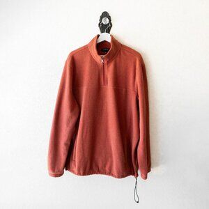 Croft & Barrow Mens XL Rust Burnt Orange 1/4 Zip Pullover Fleece Sweater